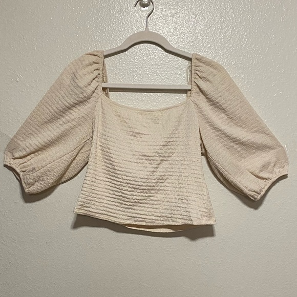 Lush Cream Knit Off Shoulder Crop Top | Shirt - Picture 1 of 4